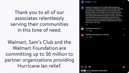 Screenshot of John Furner tweet about commitment to Hurricane Ian relief